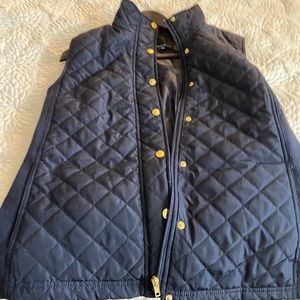 Vest-women’s blue quilted with gold buttons.Cynthia Rowley.SZ large